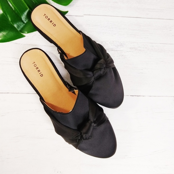 torrid Shoes - Torrid Satin Knot Dressy Flat Slide Mules